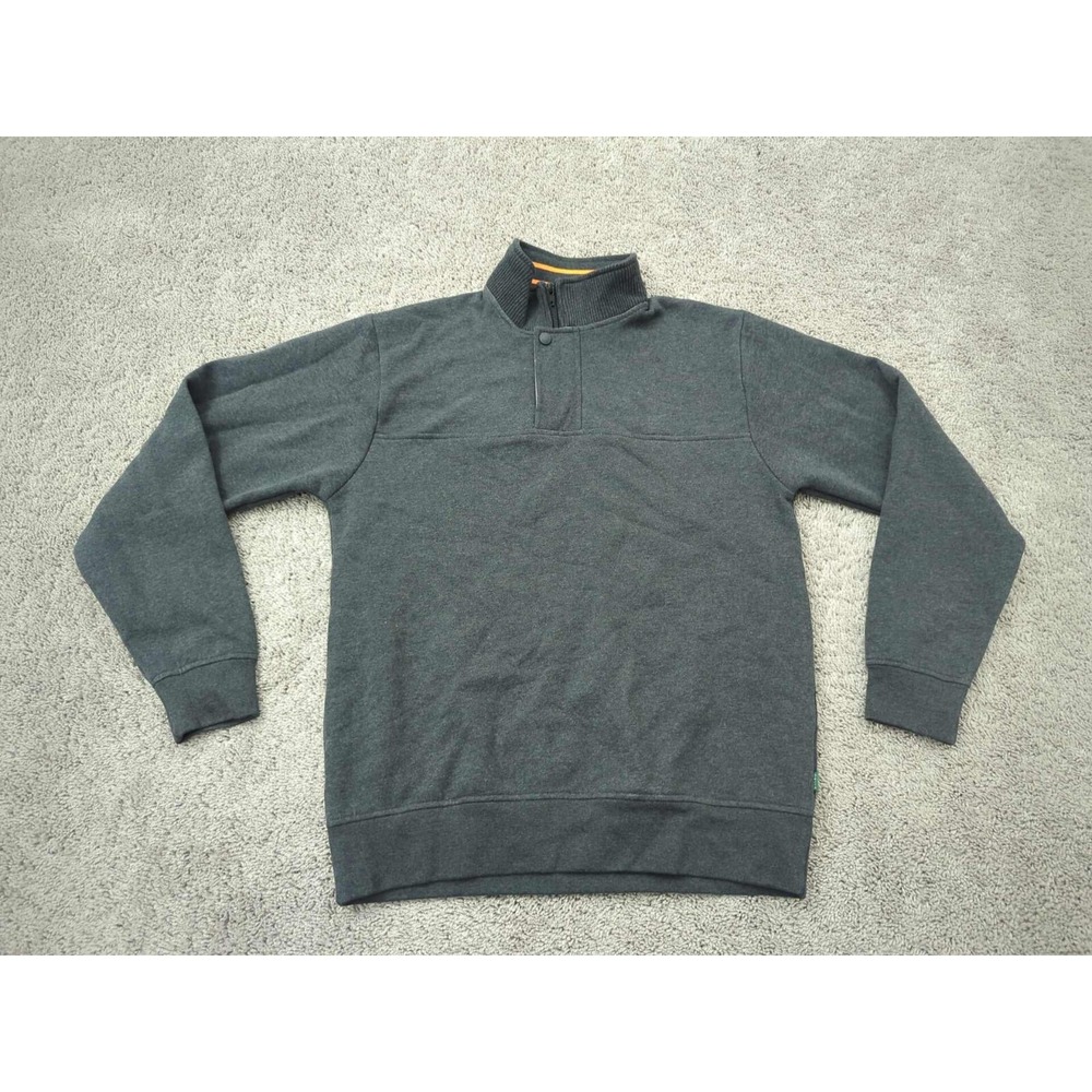 Orvis Sweatshirt‎ Mens Medium Gray Pullover 1/4 Zip Snap Button Fleece Casual